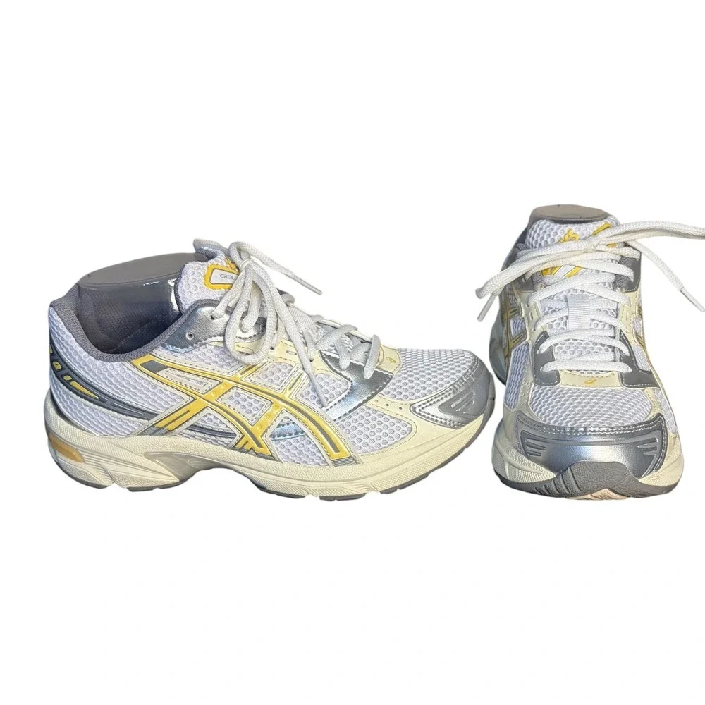 ASICS White Silver Yellow Gel-1130 Mesh Running Sneakers Women's Size 7.5